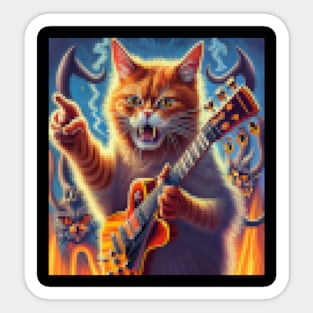 cat angry guitar playing feline Sticker